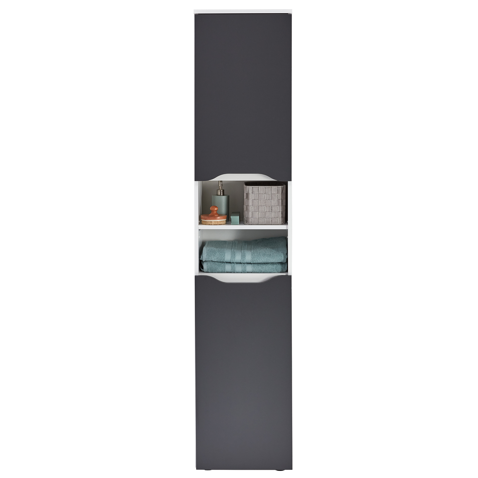 Hochschrank - weiß - anthrazit - Soft-Close - 40 cm