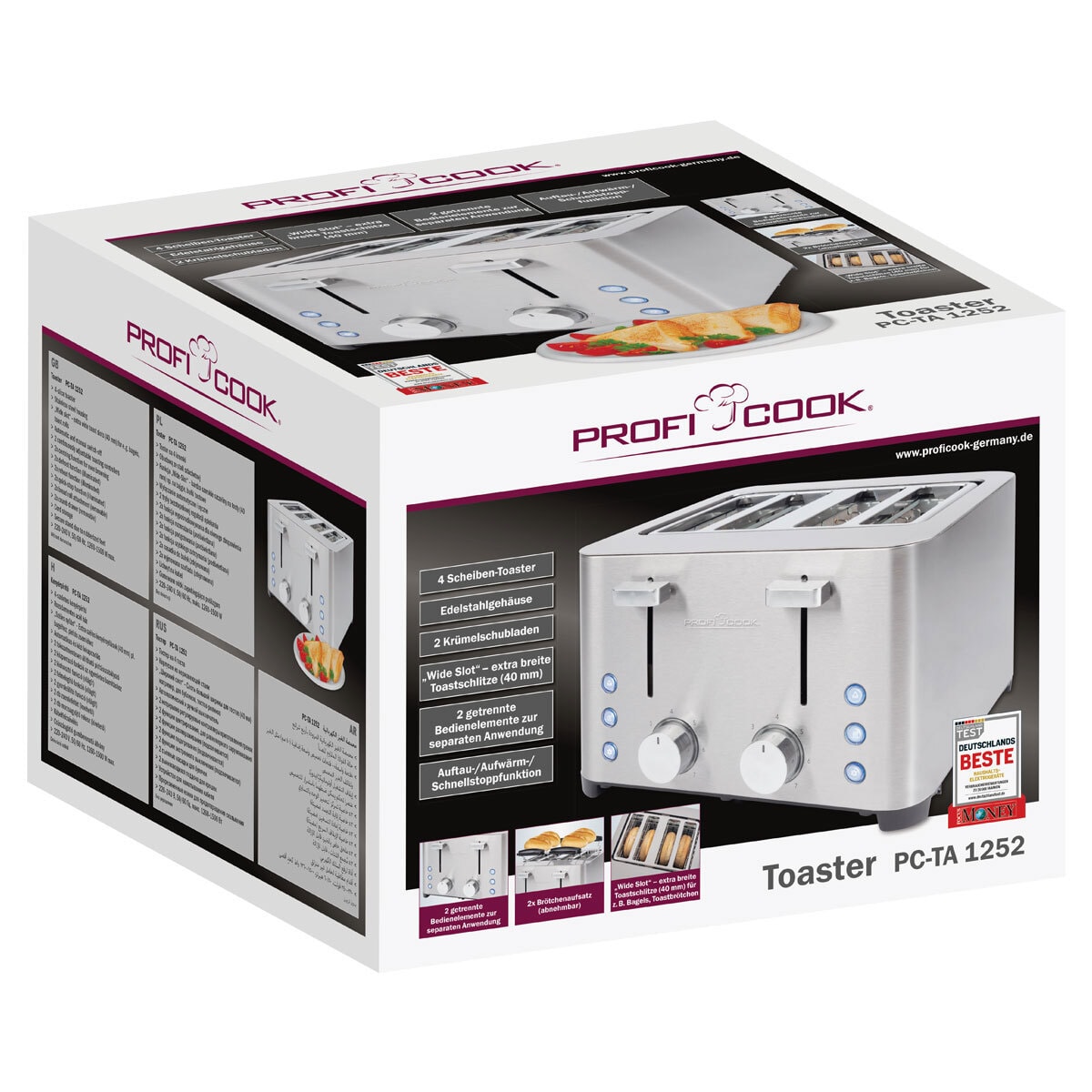 ProfiCook Toaster PC-TA 1252 Edelstahl 1500 Watt