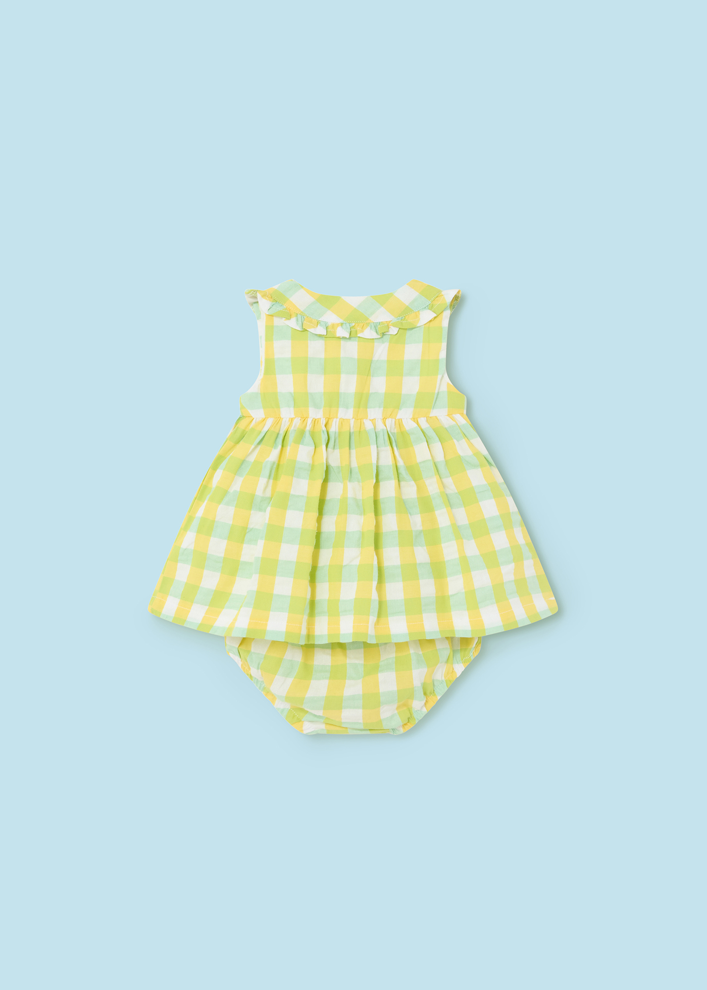 Vestido xadrez Better Cotton Juicy para recém-nascidos com capa para fralda