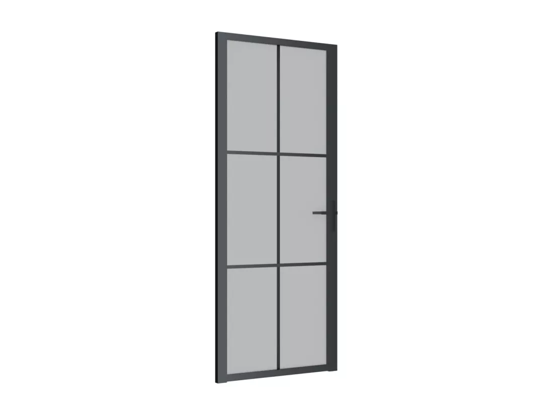 Porte intérieure 83x201,5 cm Noir Verre mat et aluminium