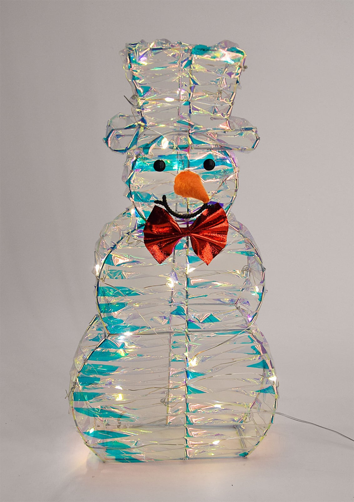 Weihnachten LED Lichtobjekt Schneemann klar 40cm 22LEDs warmweiß Batteriebetrieb Kunststoff Metall
