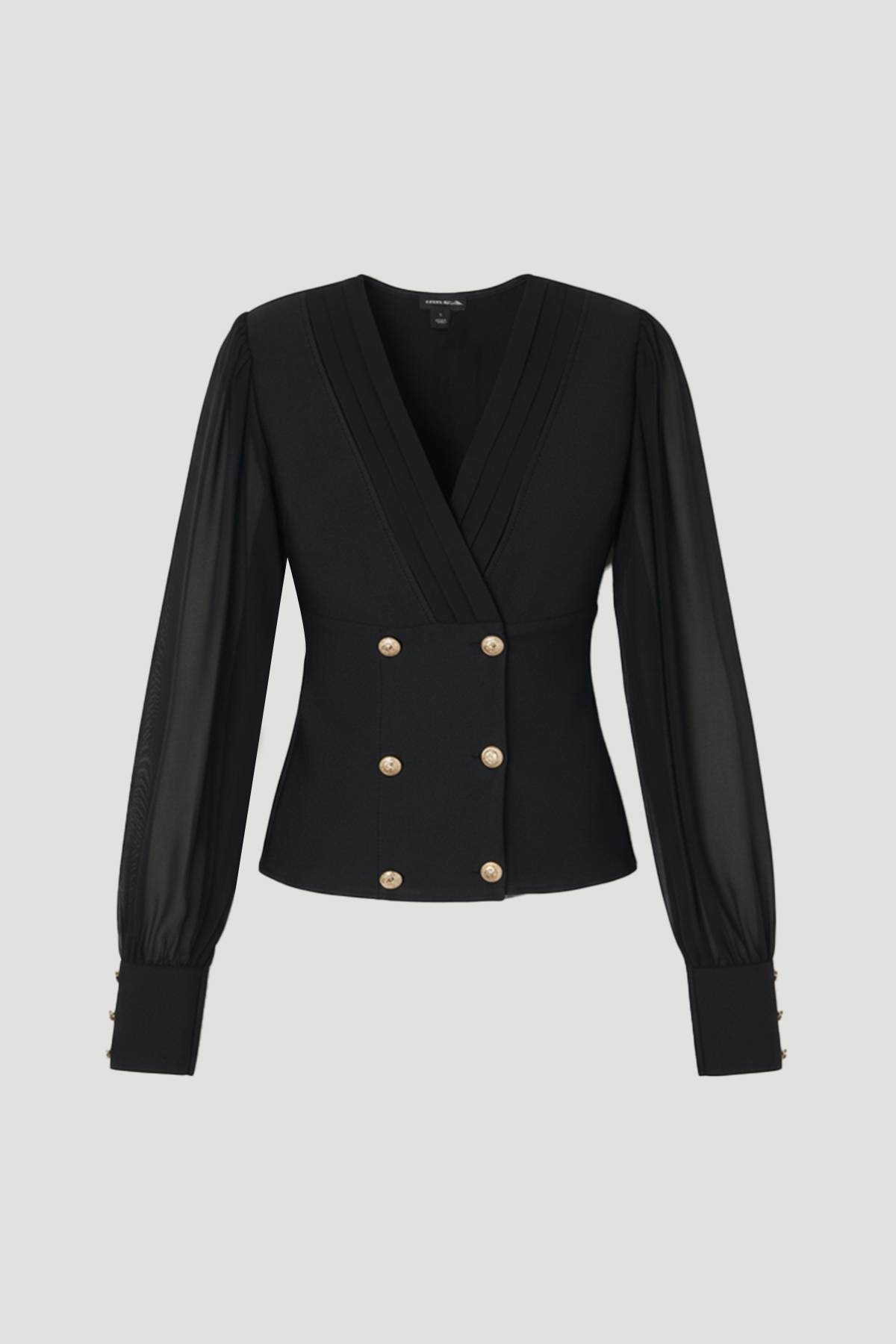 KarenMillen Haut Blazer Tricoté à Boutons Militaires Mélange Tissé Forme Ajustée
