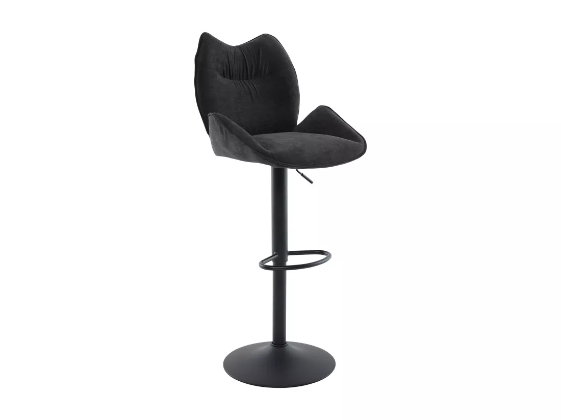 Lot de 2 tabourets de bar en tissu et métal noir - Hauteur réglable - Noir - LILAYA