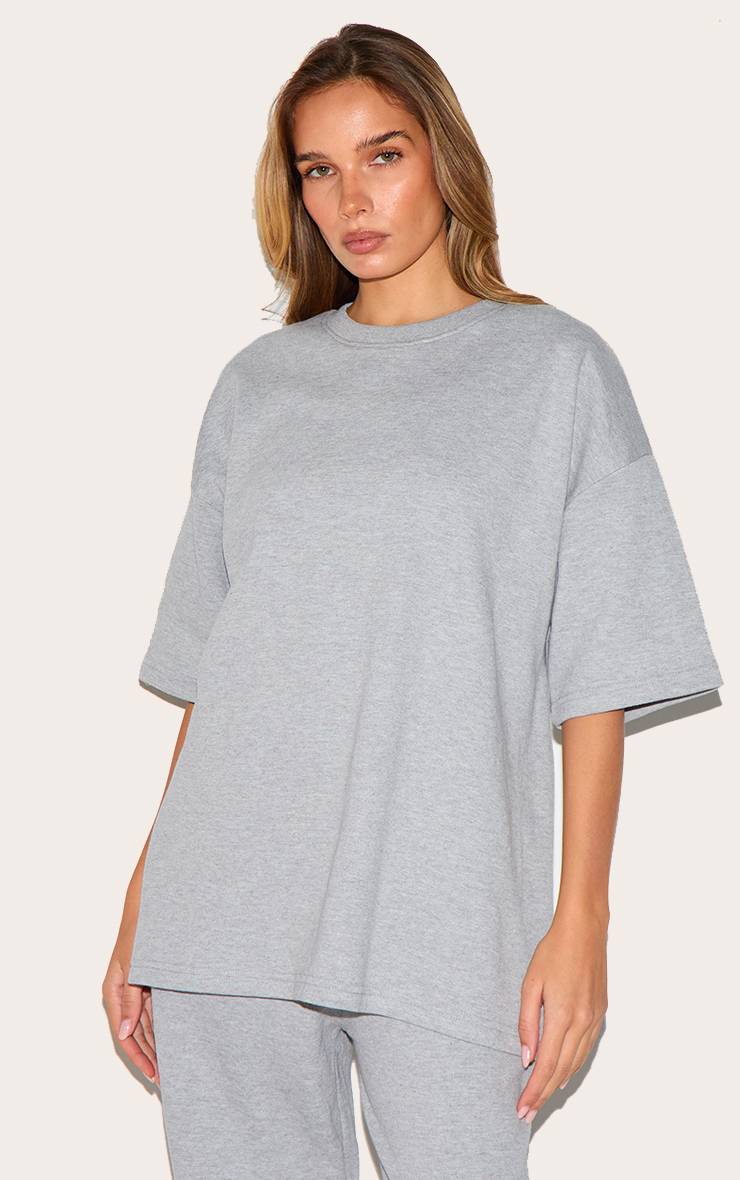 Gris Ensemble Coordonné T-shirt Oversize En Jersey