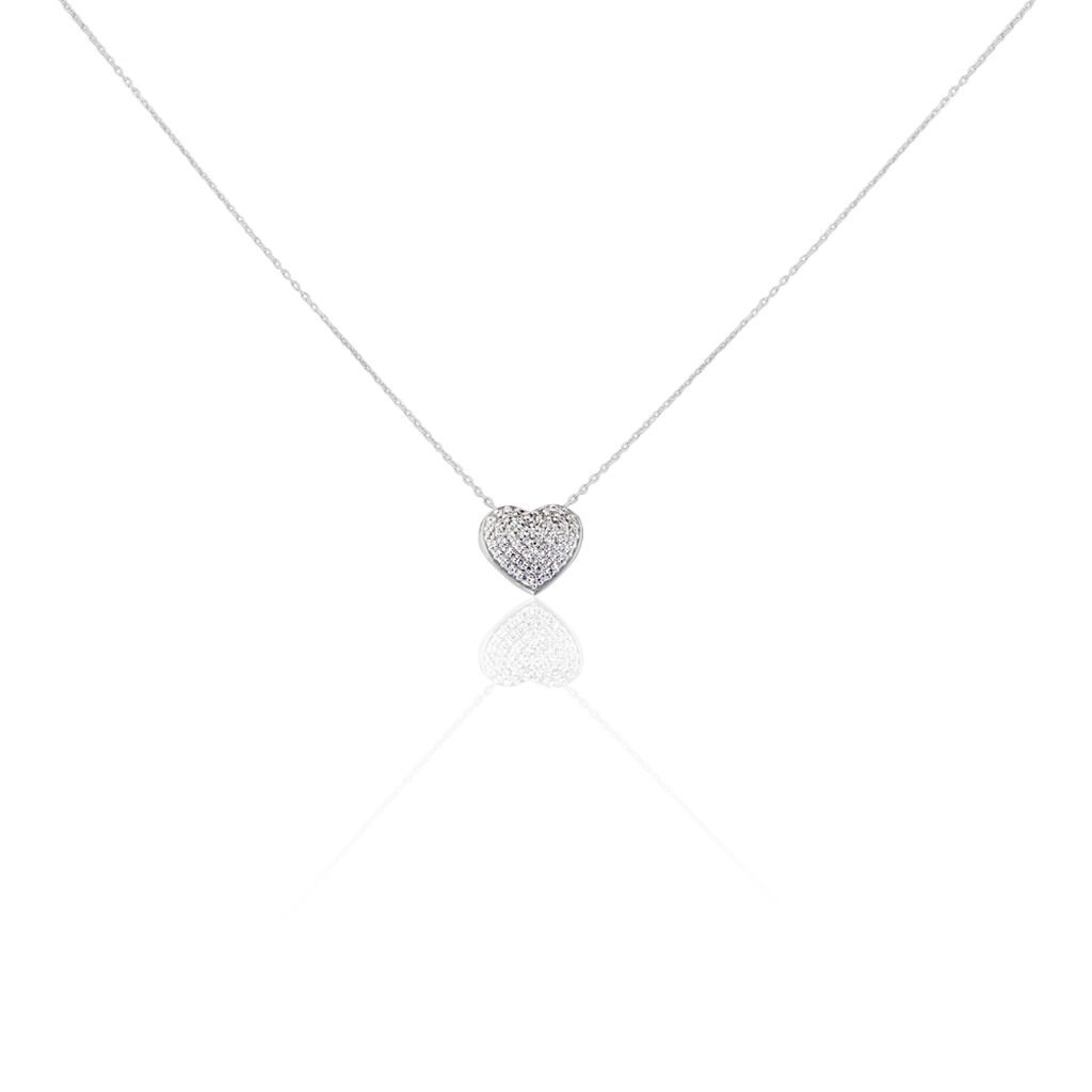 Collier Or Blanc Dann Oxydes De Zirconium