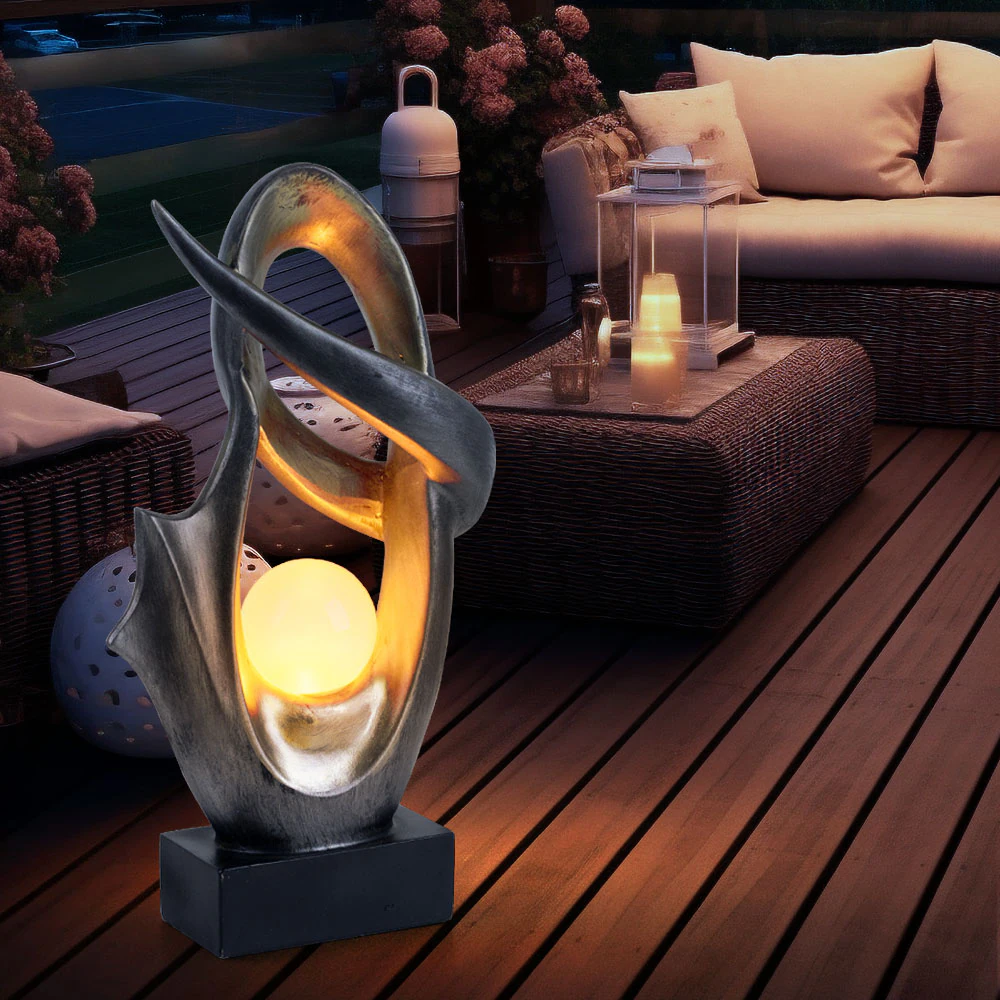 LED Solarleuchte, silber, Flacker-Effekt, Glas, Feuereffekt