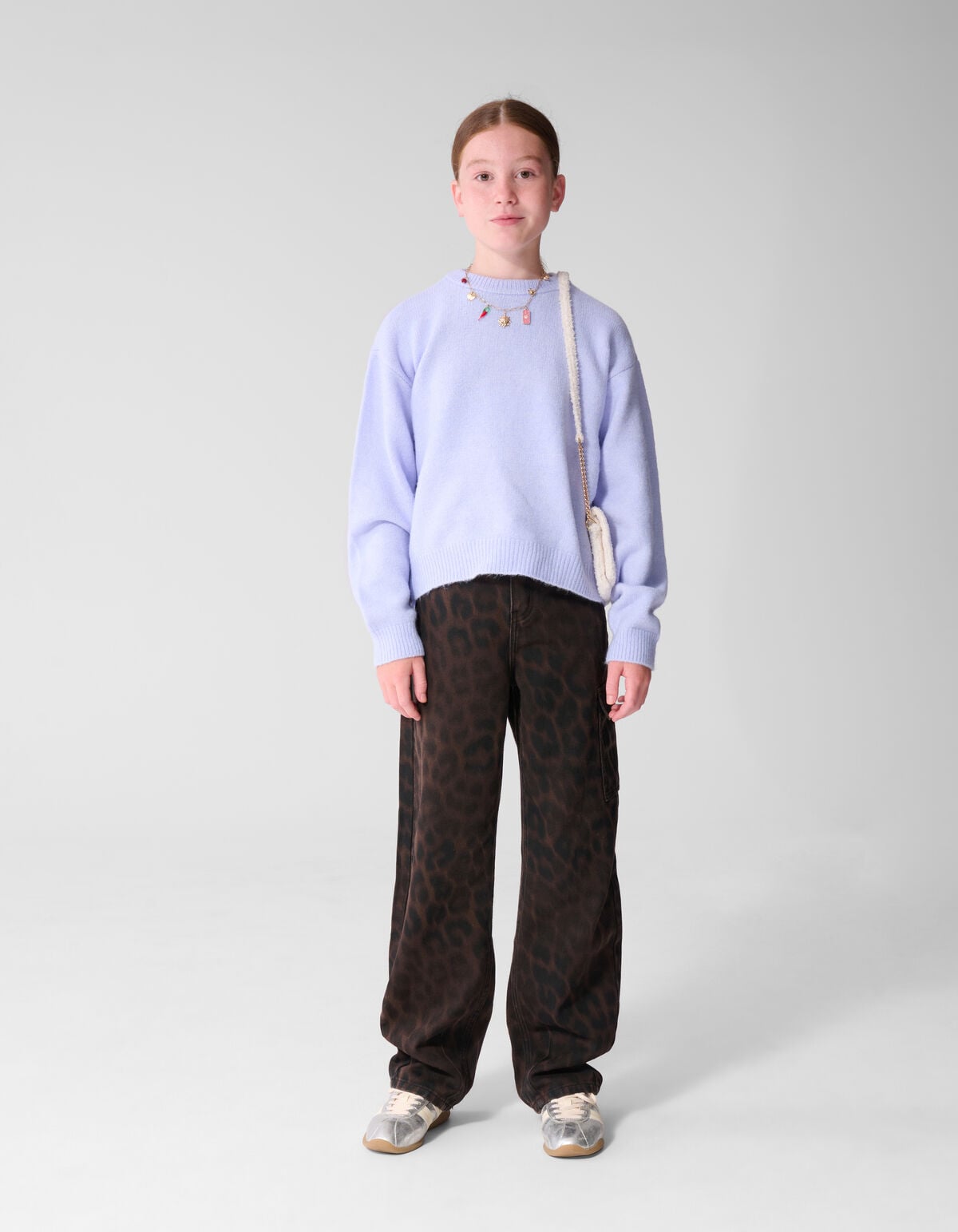 Cargo Leopard Print Jeans Bruin