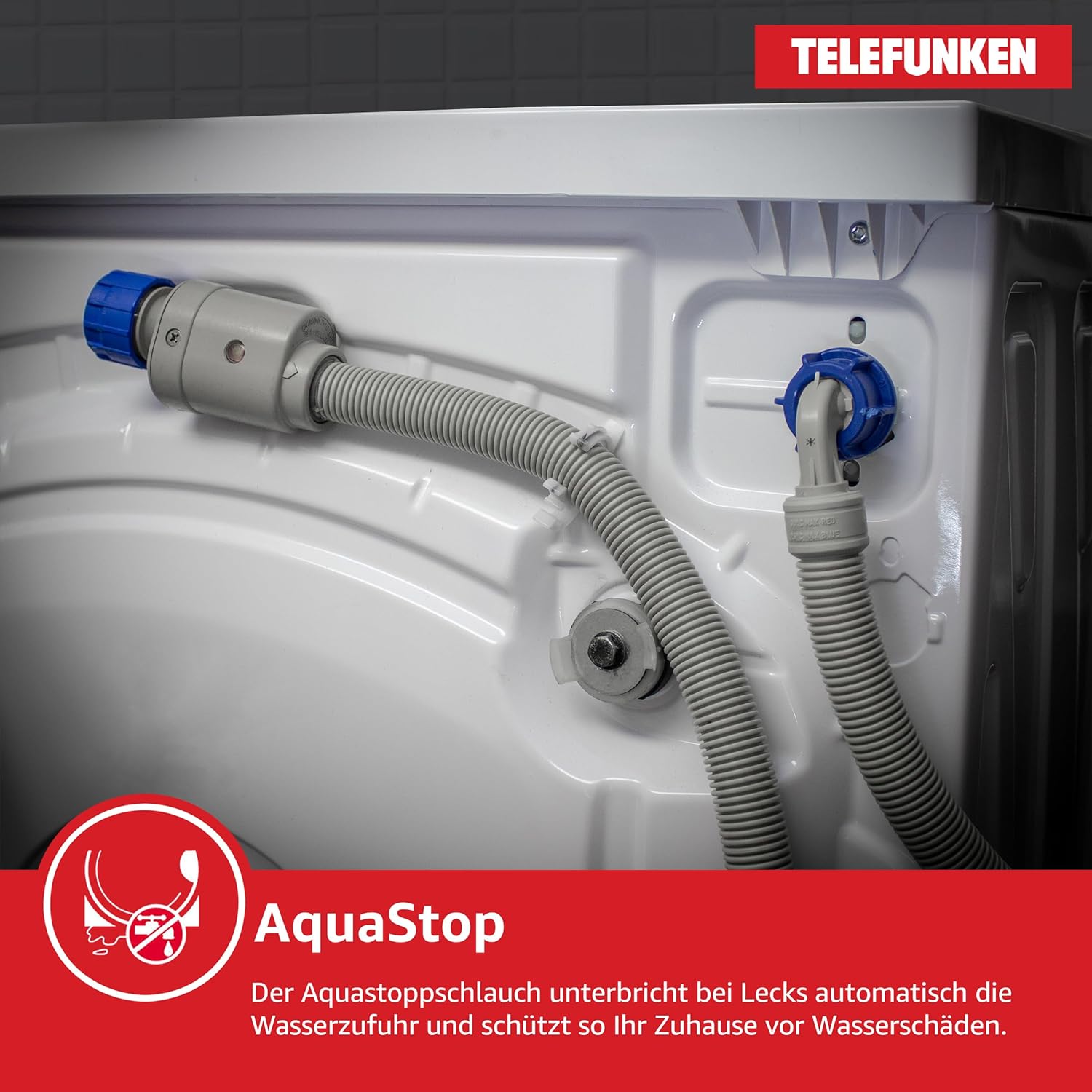 Telefunken Waschmaschine 7kg | Frontlader 1200 U/Min. | Inverter Motor - Leise & Effizient | AquaStop - Schutz vor Wasserschäden | Schontrommel | Washing Machine | 15 Programme | EEK B | W-7-1200-B-W