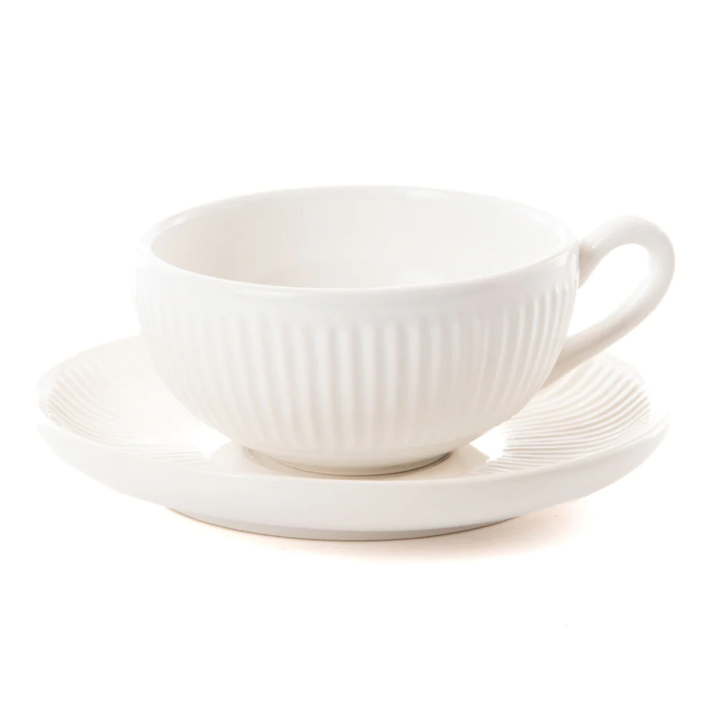 Tasse à thé et sous tasse pétale blanc (lot de 6) Amadeus