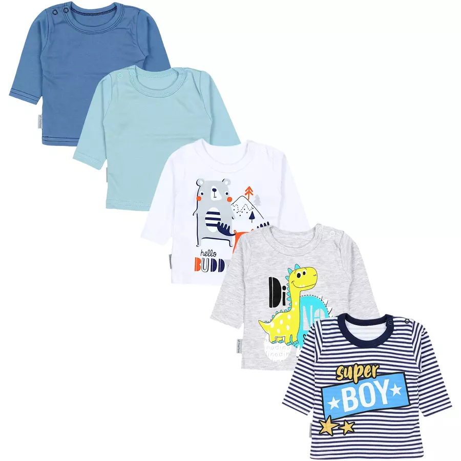 TupTam Baby Jungen Langarmshirt 5er Set weißgrau