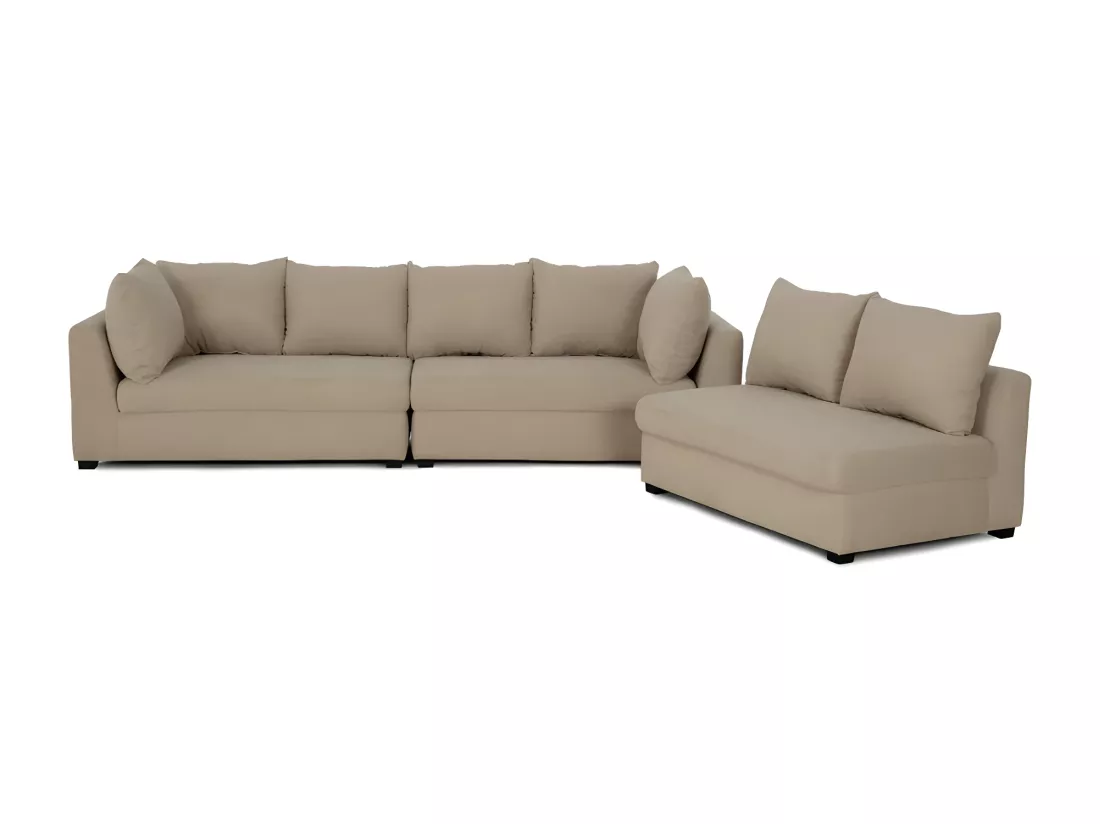 Canapé modulable 5 places en polyester beige