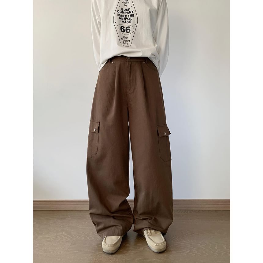 Omozando - Cargobroek met rechte pijpen en effen taille, middelhoge taille