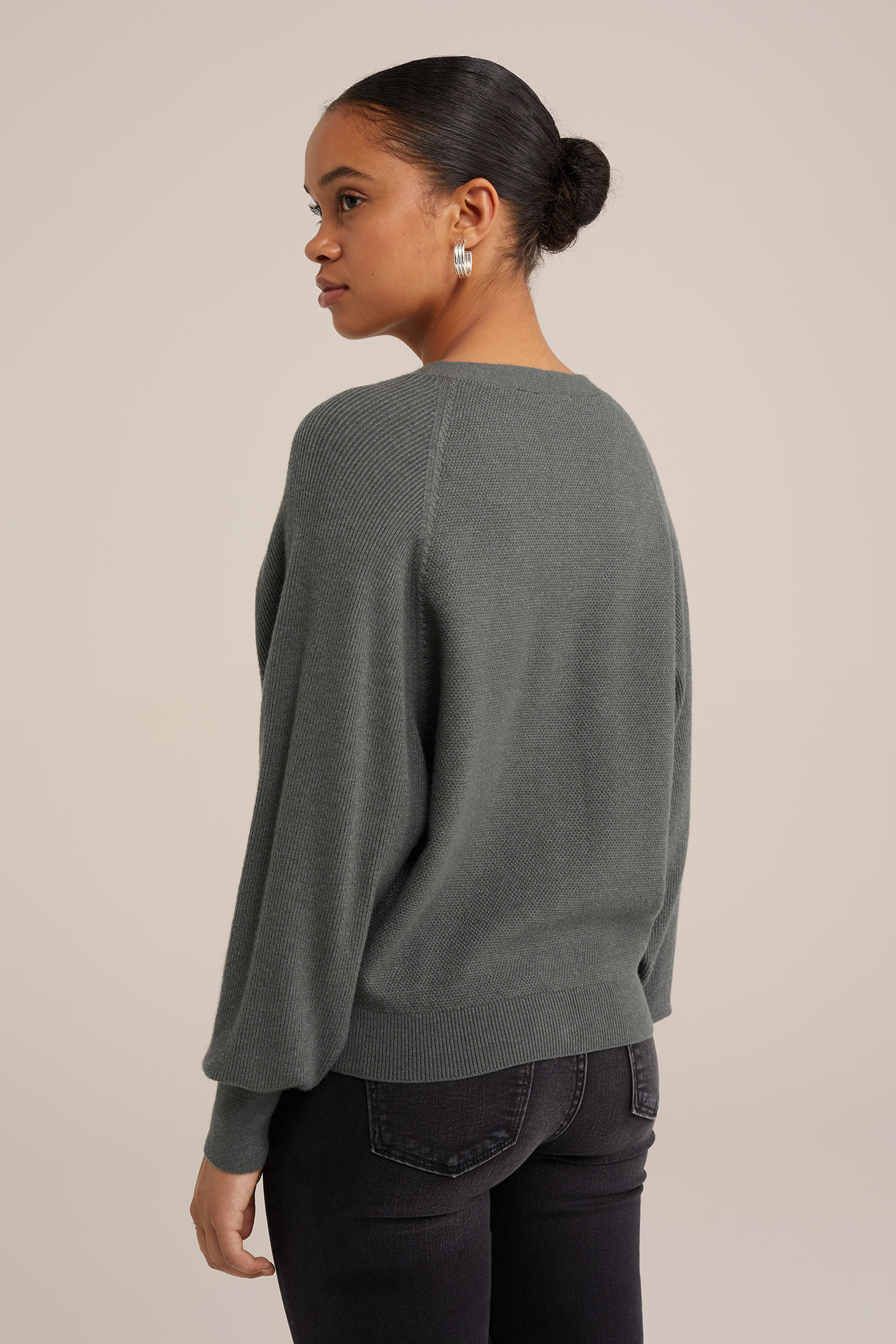 vest met structuur WE Fashion Grijsgroen