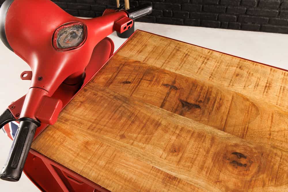 Design Bartisch SCOOTER 180cm rot Mangoholz Handarbeit Upcycling