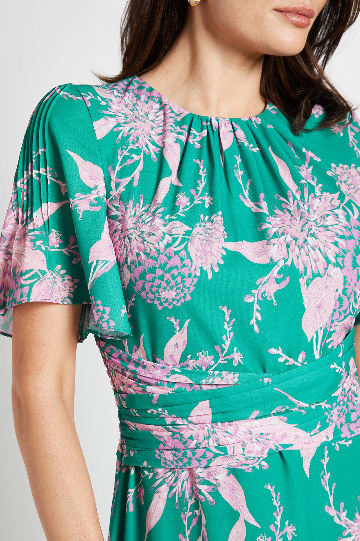 Wallis Robe Midi Florale À Taille Cache-cœur