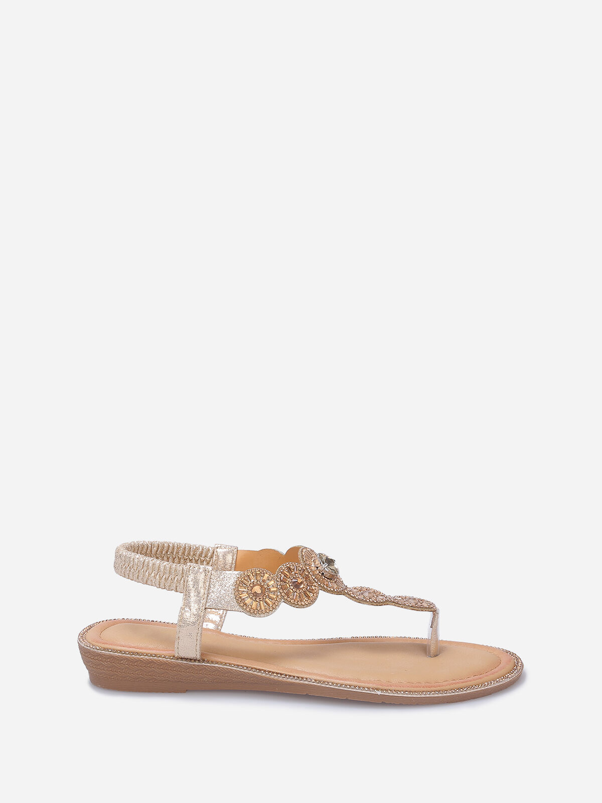Nu-pieds pailletés à strass- Doré