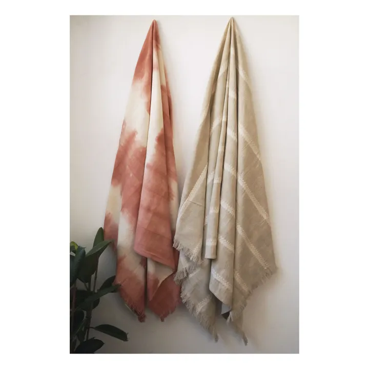 Tensira Drap de plage avec franges | Beige