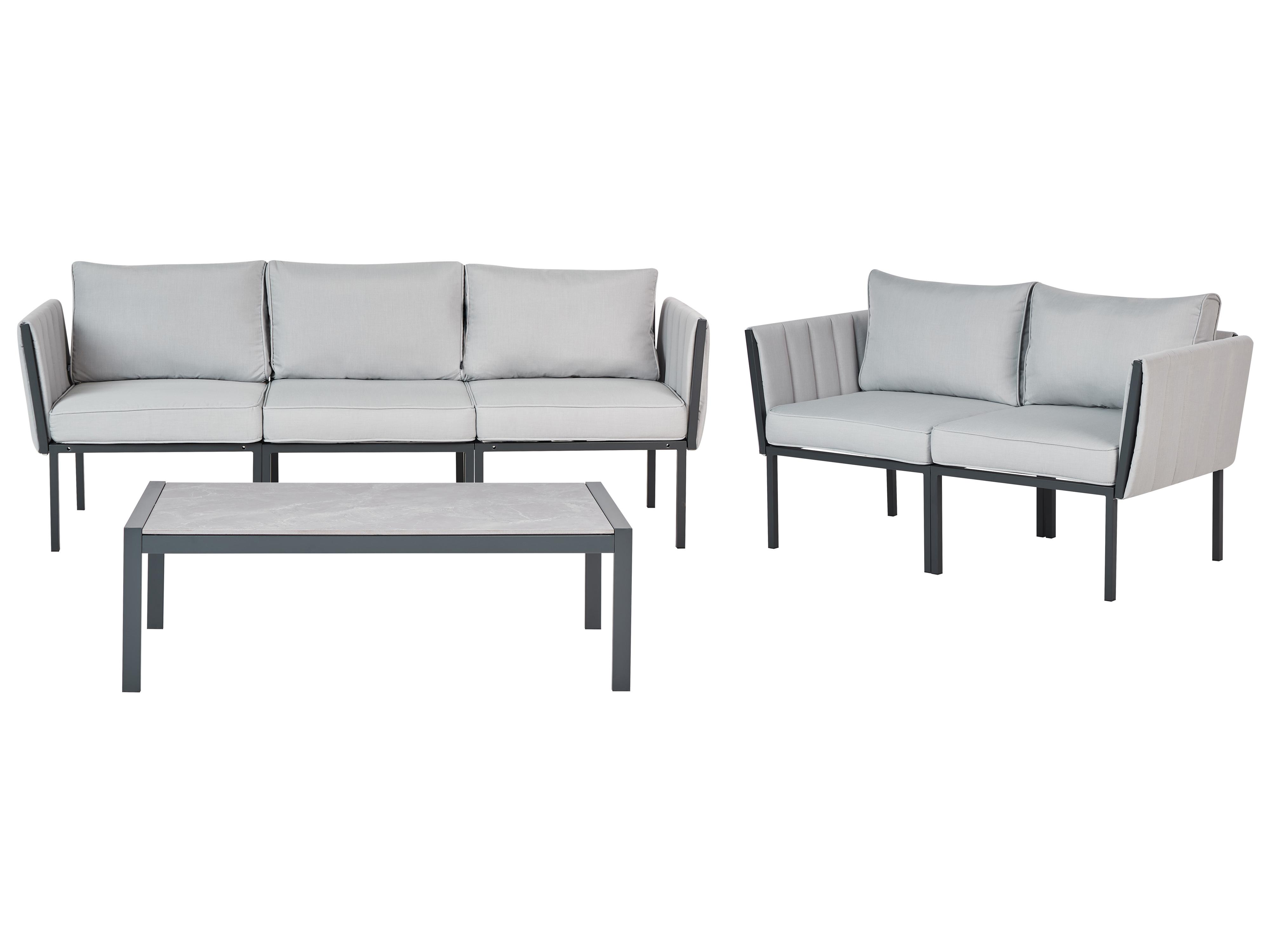 Loungeset met tafel 5-zits SKALA Metaal Lichtgrijs