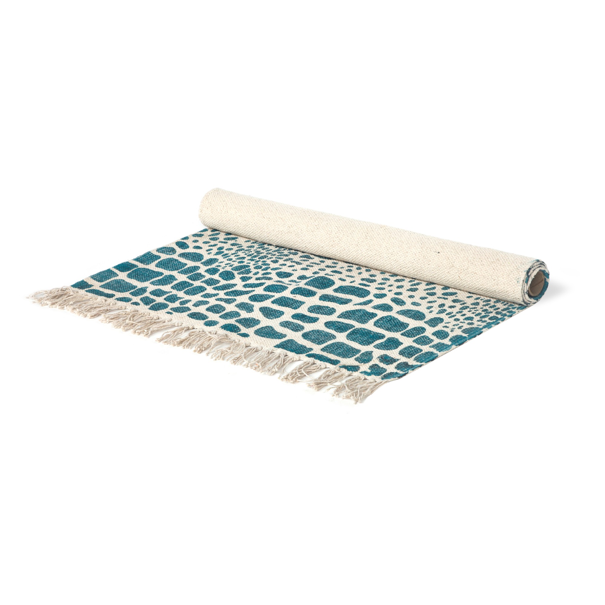Mini-Rug 'Lonar', weiß, blau, T 60 cm, B 90 cm von fischer's lagerhaus