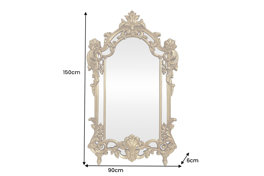 Design Wandspiegel OPULENT 150cm gold detailreiche Rahmenverzierung Modern Barock