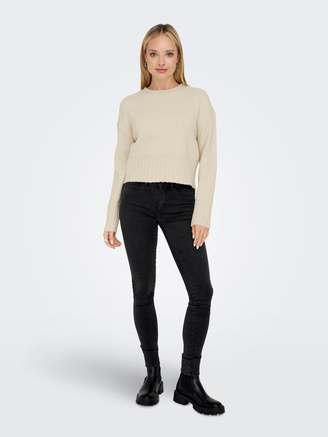 ONLALLIE Strickpullover Whitecap Gray