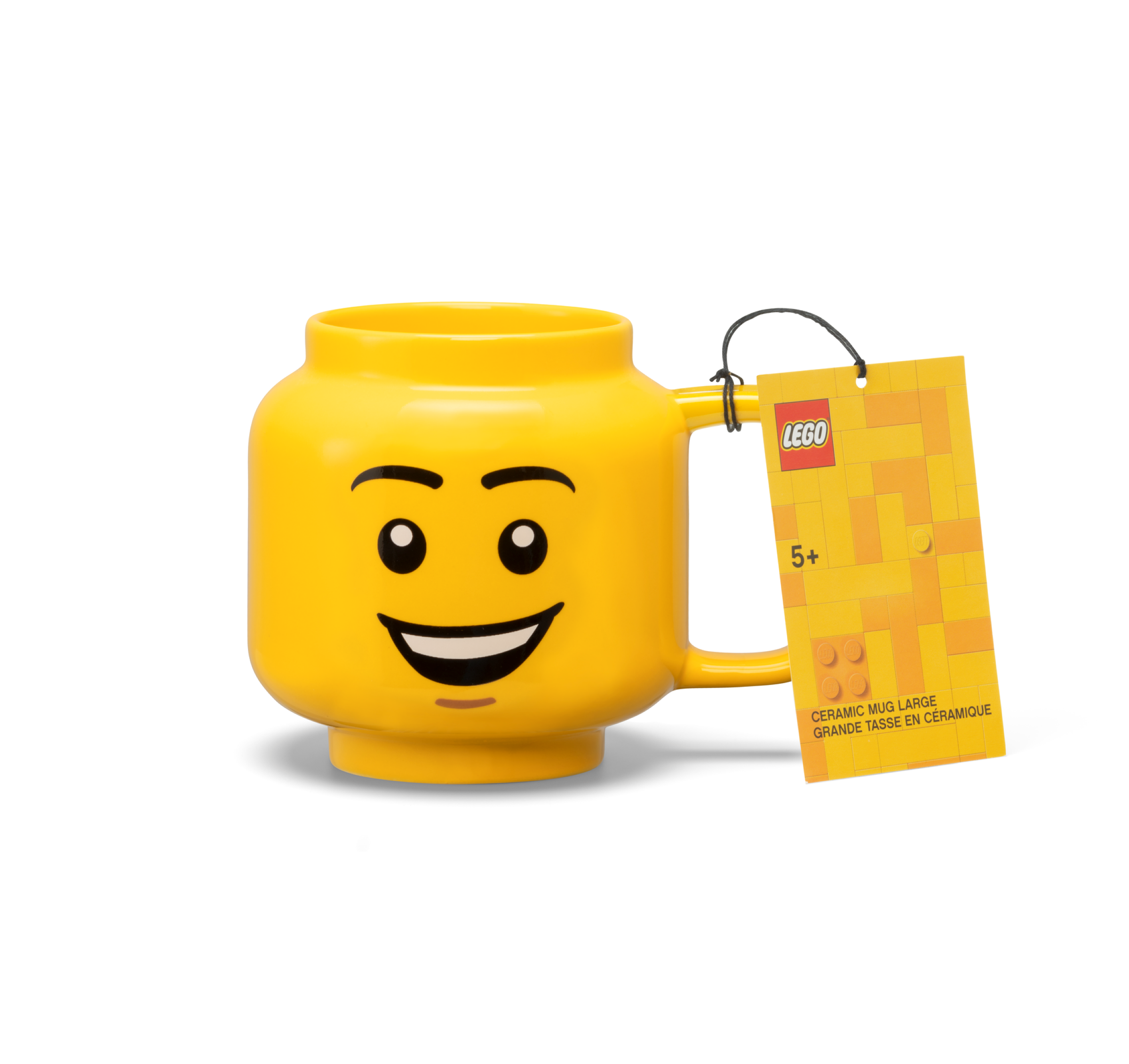 Caneca grande de cerâmica, com desenho de menino rindo, 5007877