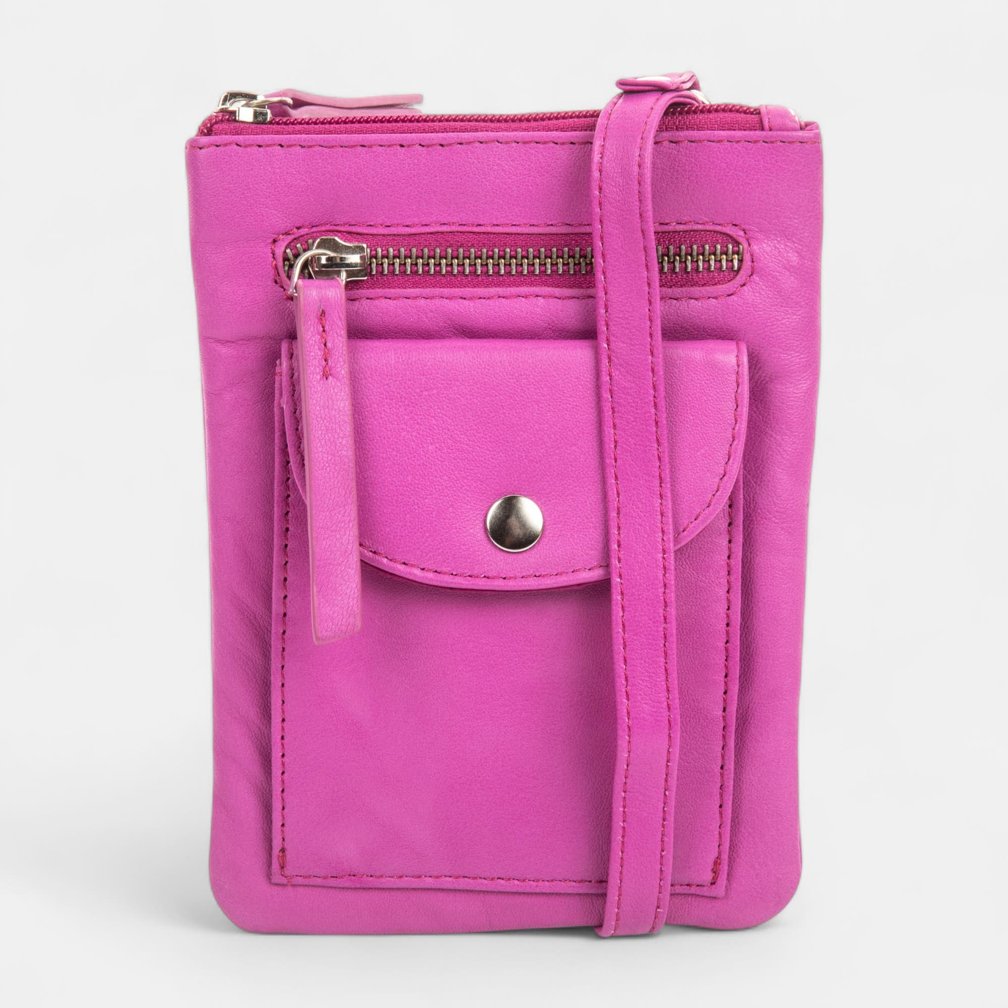 Pochette pour téléphone en cuir rose