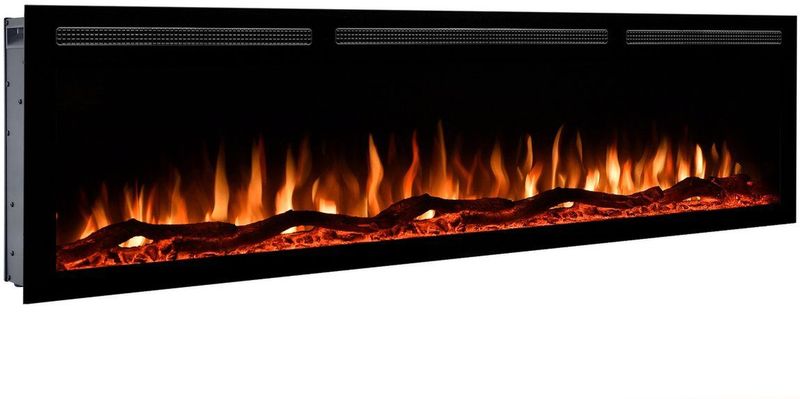 EVIQ - Diamond - Elektrische Sfeerhaard - Zwart - Inbouw Sfeerhaarden - 106x14x44cm