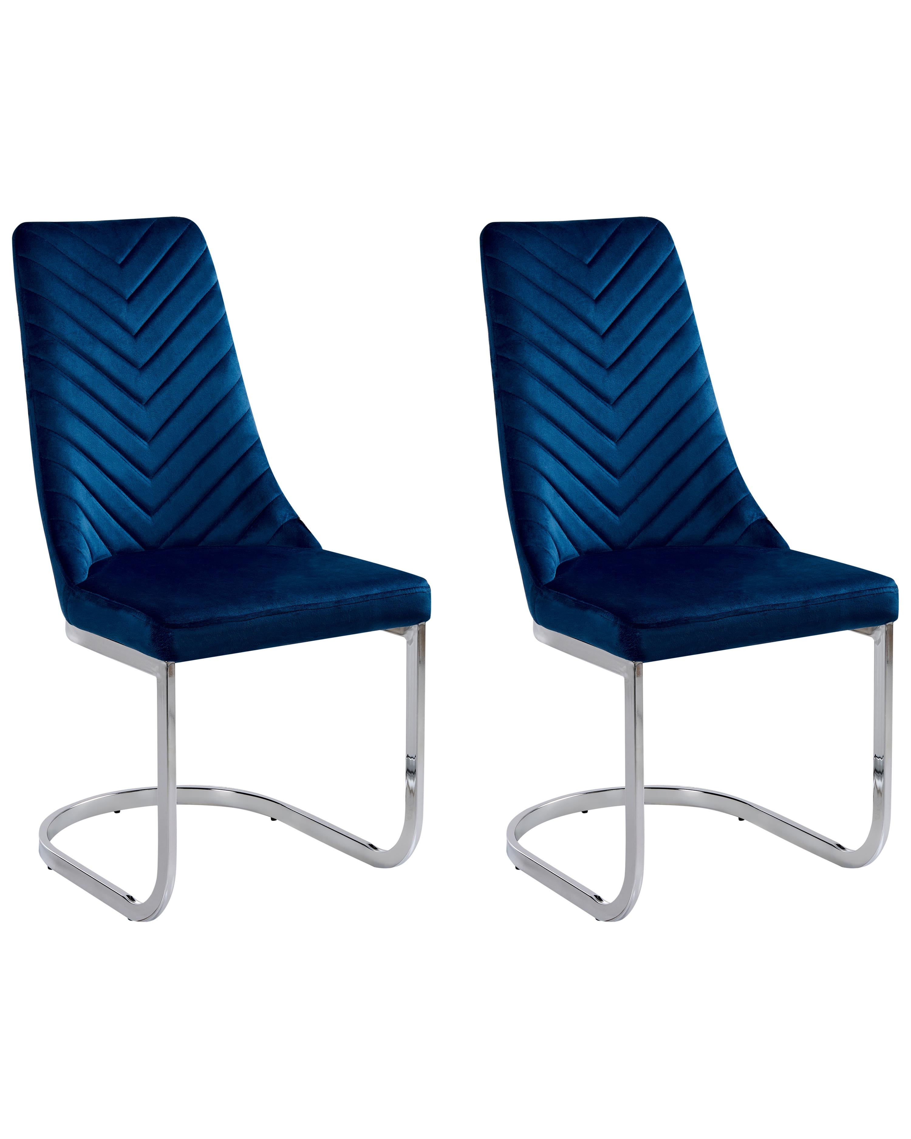 Set van 2 eetkamerstoelen ALTOONA Fluweel Marineblauw