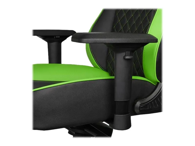 Ttesports GT-Fit 100 - Stol - armstøtter - T-formet - drejeled - aluminium, PVC, stål, kunstig læder, high-density skum - sort, grøn