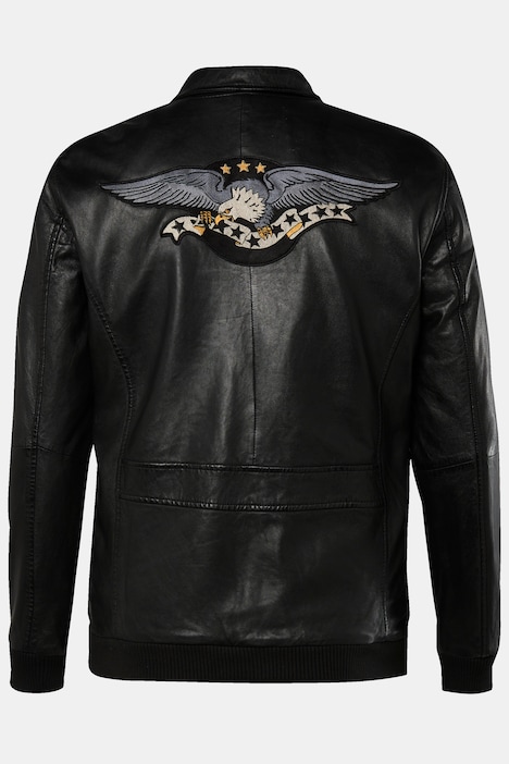 Men+ Lederjacke, Leder, Rücken-Patch, bis 8 XL