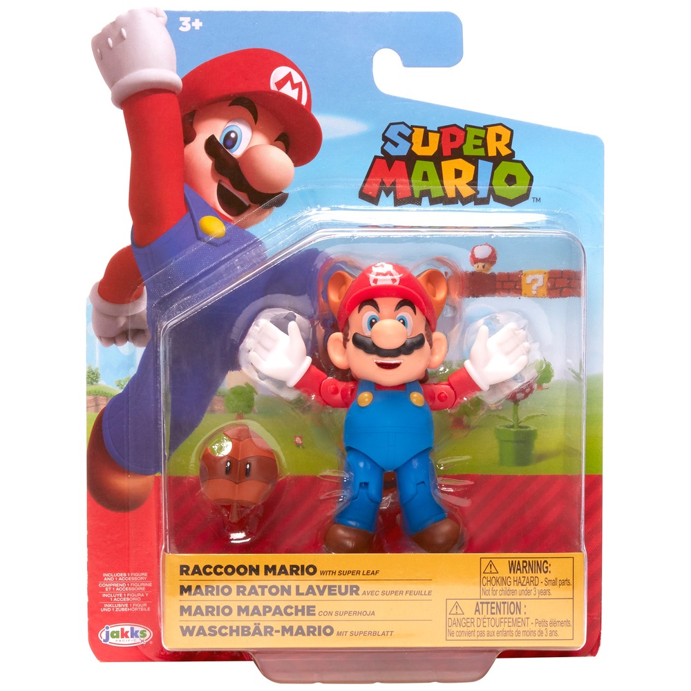 Nintendo Super Mario 10 cm Waschbär Mario mit Blatt