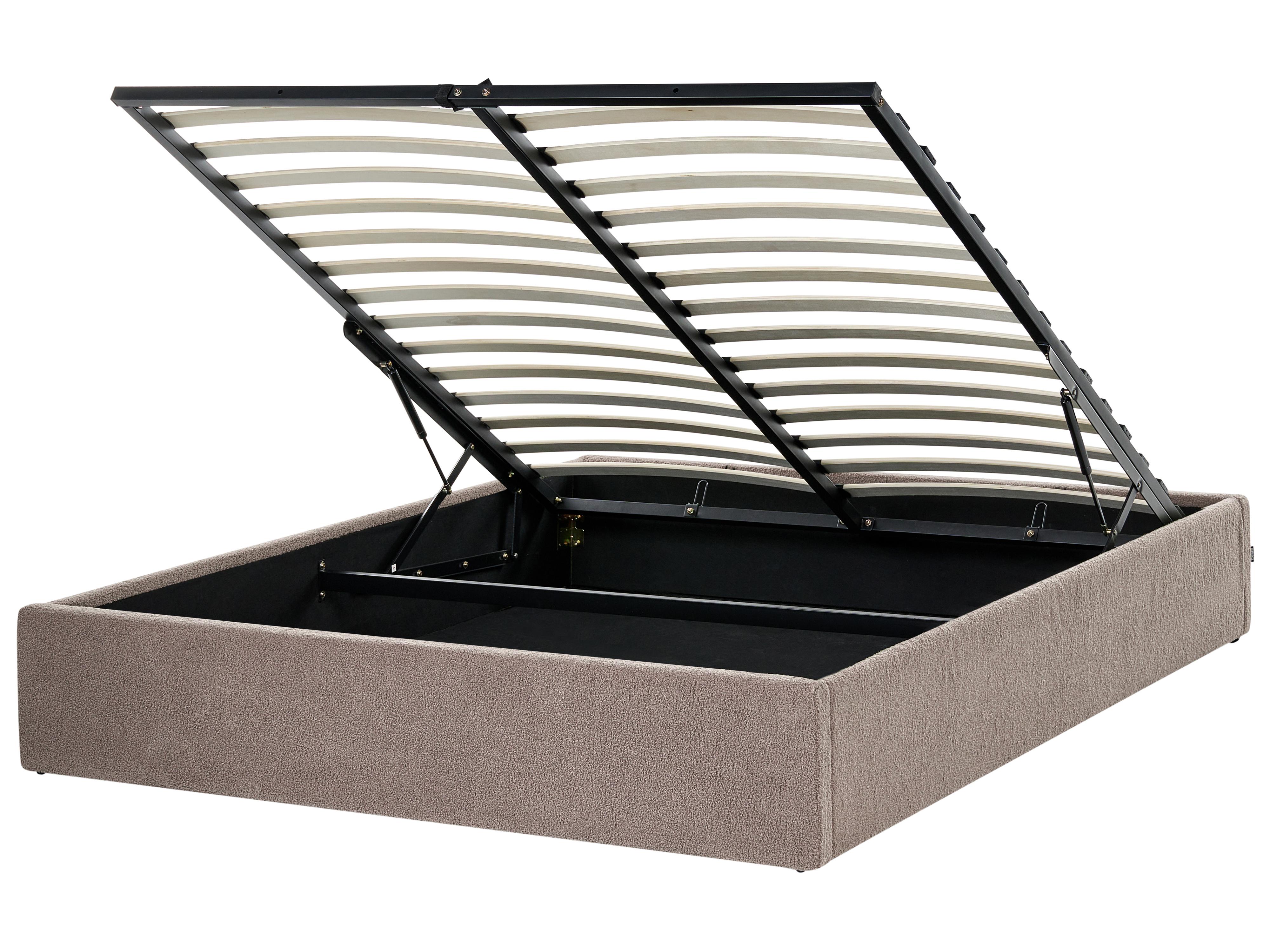 Opbergbed zonder hoofdbord Bouclé DINAN 160 x 200 cm Taupe
