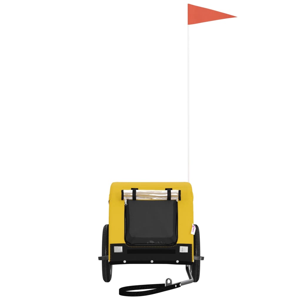 vidaXL Reboque para Bicicleta para Cães em Tecido Oxford de Ferro Amarelo e Preto