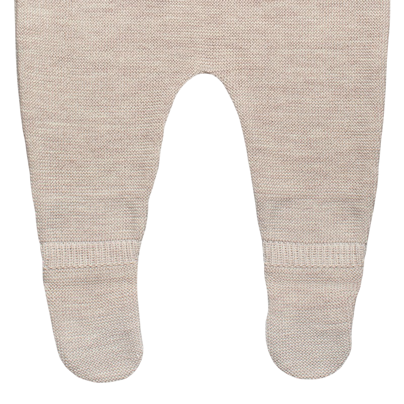 Strampler Merinowolle mit Fuss beige-mélange