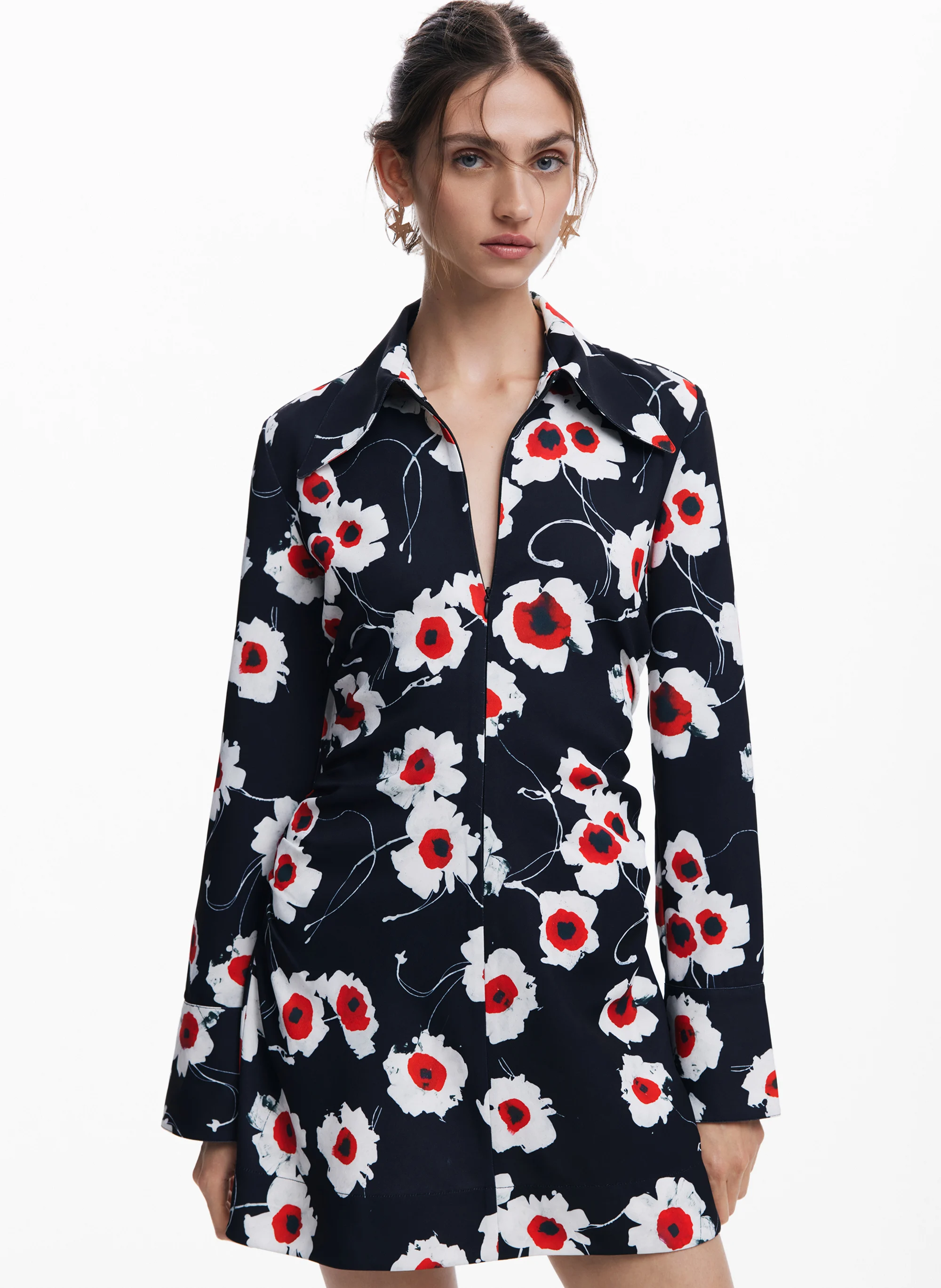 Robe courte imprimée| Noir