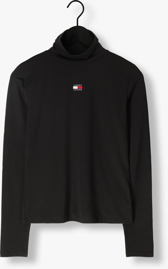 TOMMY JEANS zwarte tommy jeans coltrui tjw slim badge turtleneck