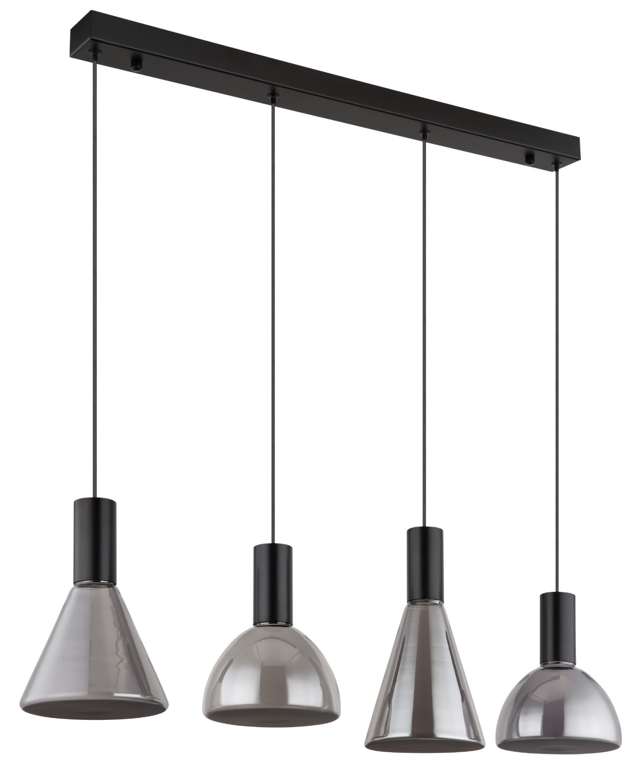 LED-Hängeleuchte - schwarz matt - rauchfarben - 4-flammig