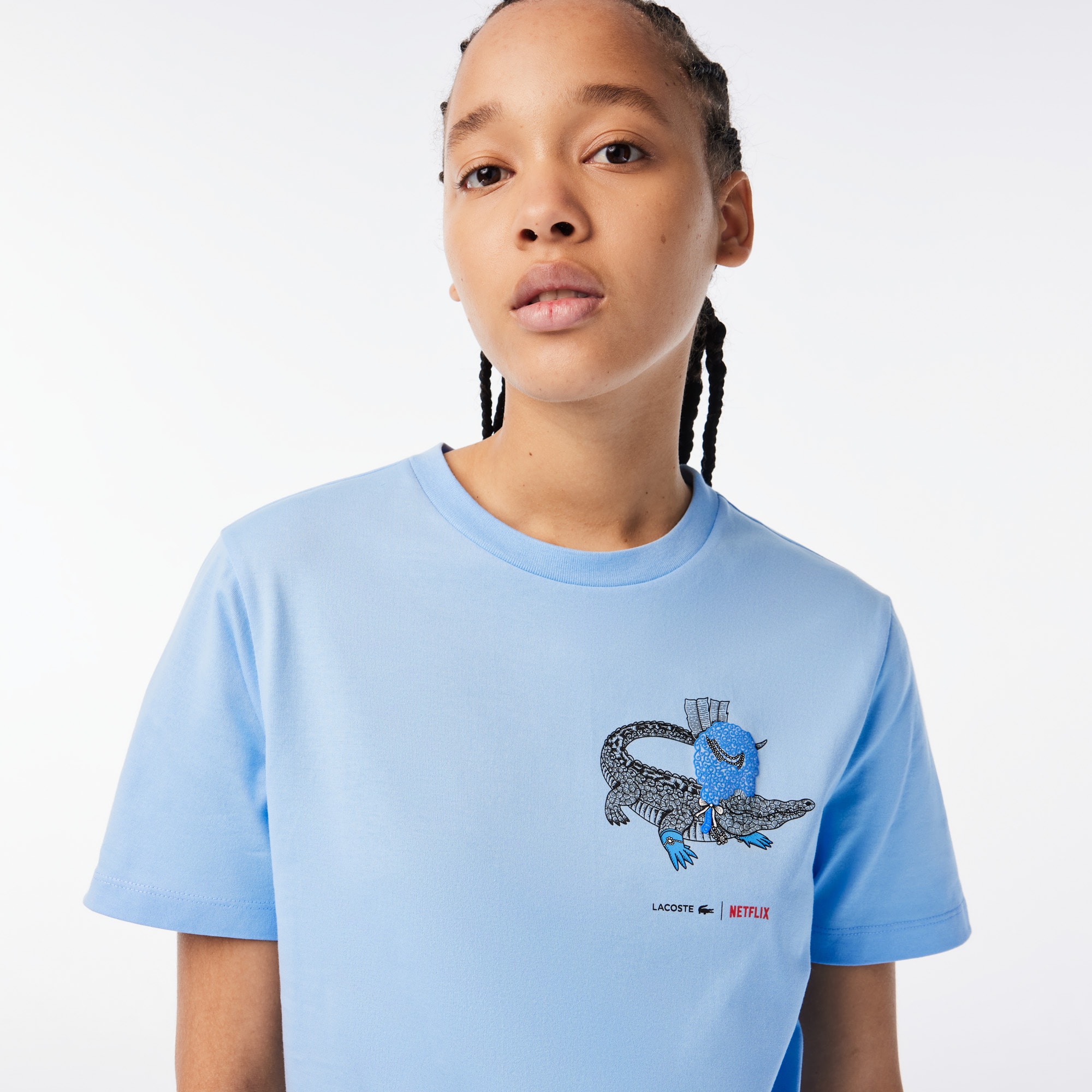 T-shirt femme Lacoste x Netflix en jersey de coton biologique T-Shirts - Bleu - Lacoste - Femme