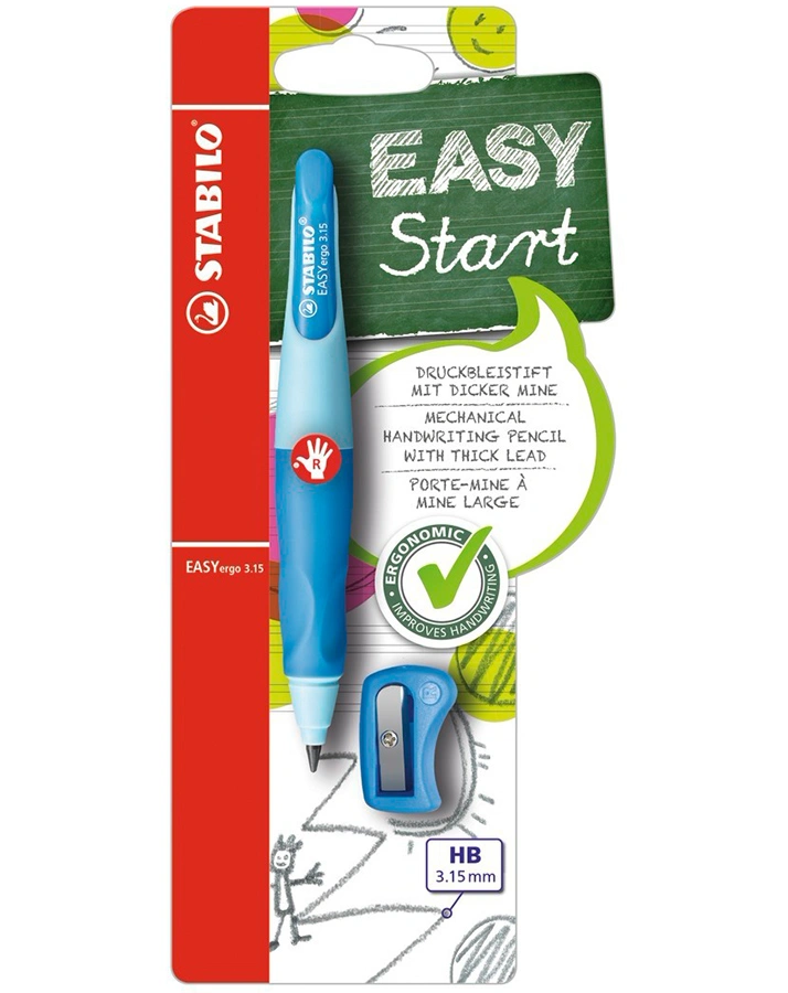 Druckbleistift EASYergo 3.15 mit Spitzer für Rechtshänder in blau