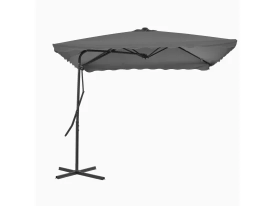 Parasol d'extérieur avec mât en acier 250 x 250 cm Anthracite