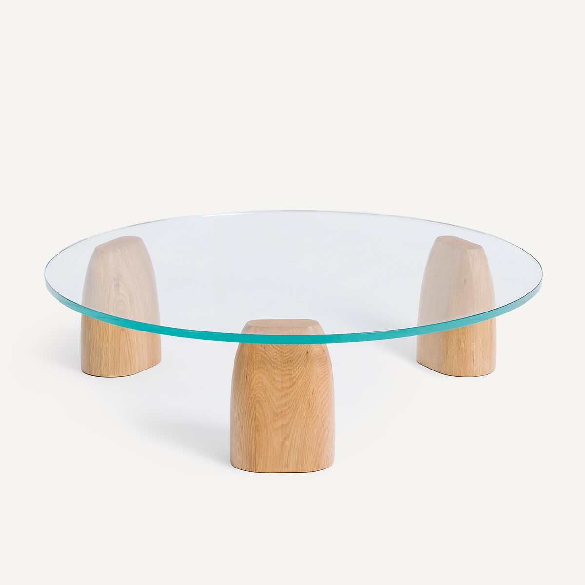 AM.PM<br>Mesa de centro redonda com três pés em carvalho e vidro, Clay