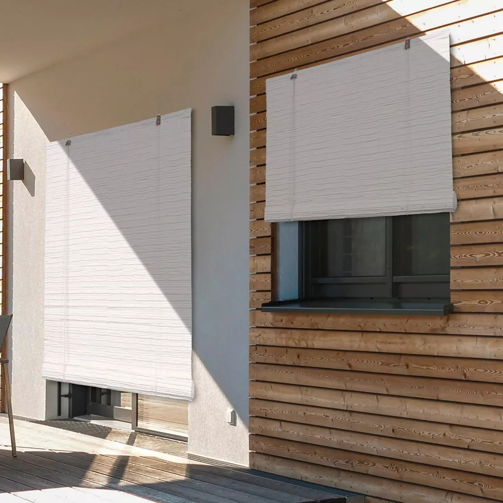 Store enrouleur extérieur effet rotin (200 x 200 cm) Tanoa Blanc