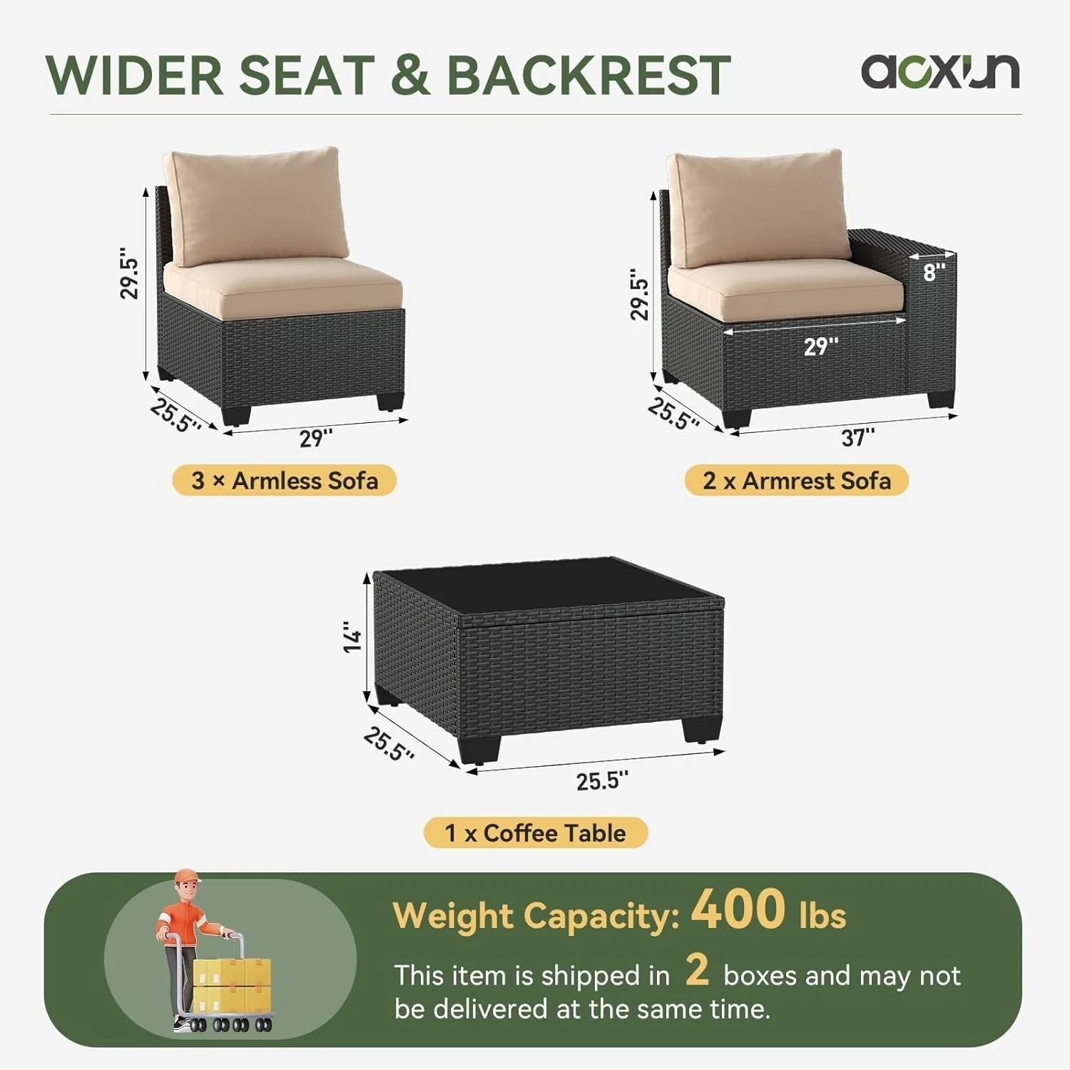 Outdoor Patio Furniture Sets with 4in Thicken Cushion
