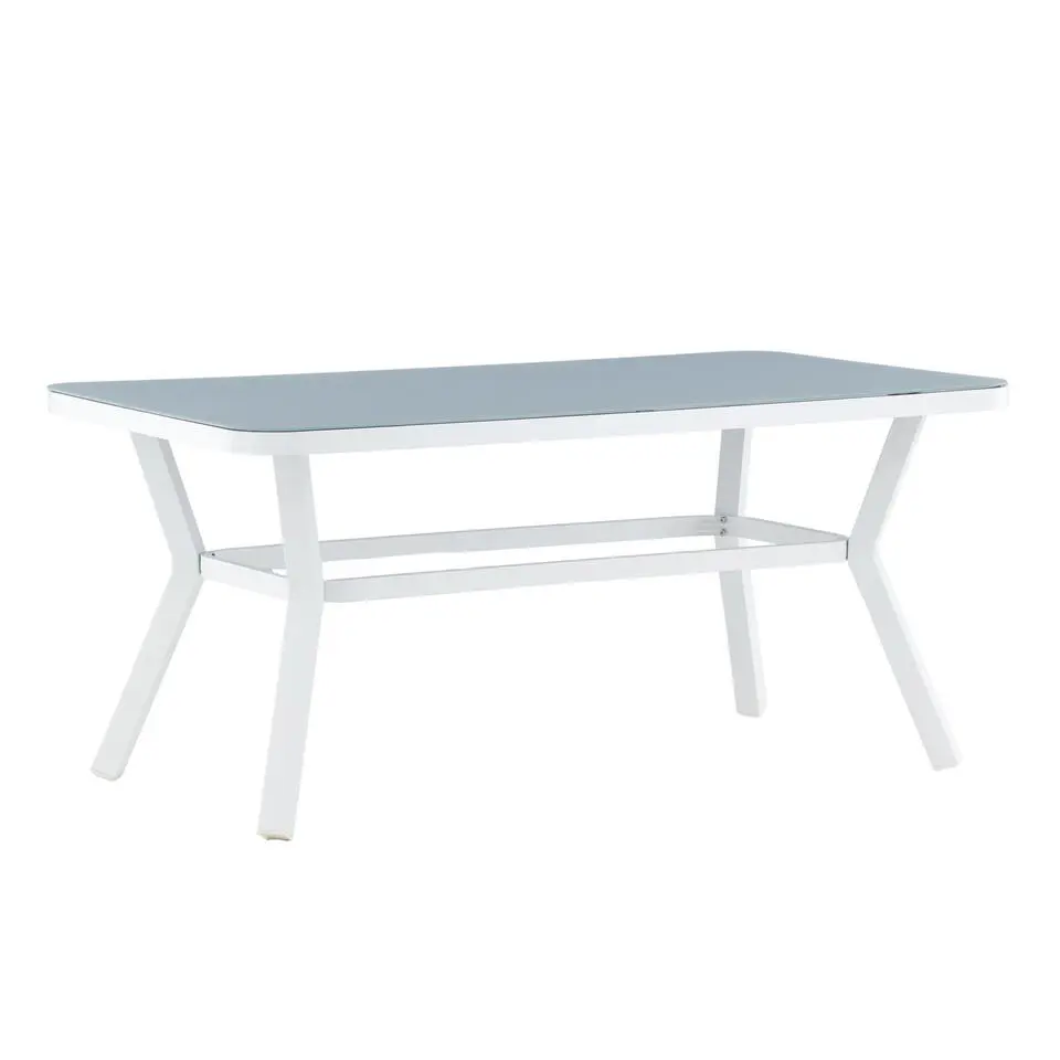 Eettafel Wit Grijs Glas - 160x90x74cm - Virya