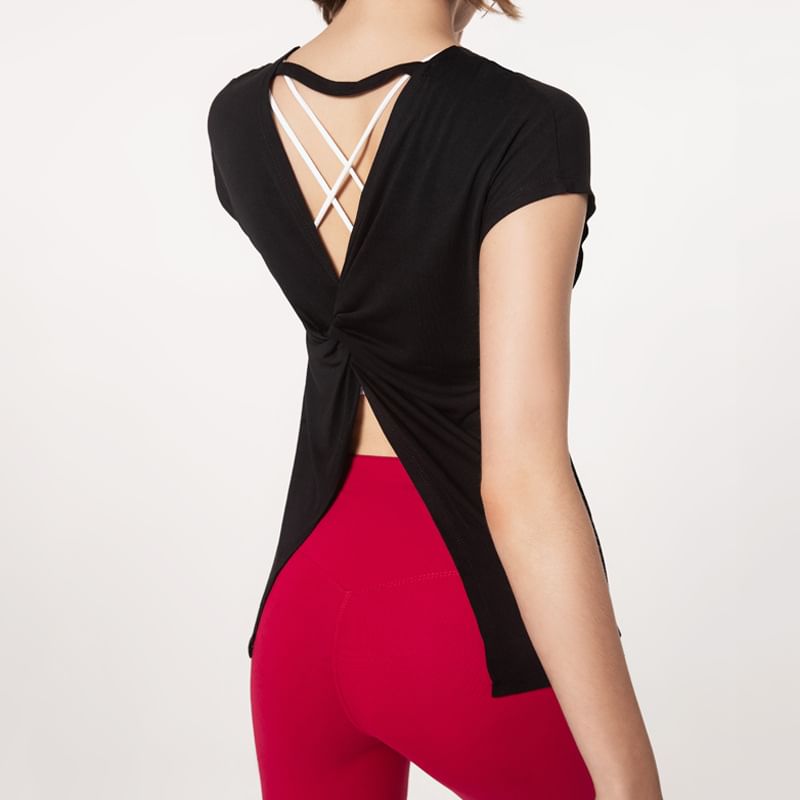 femmal - Sporttop met korte mouwen en effen twist