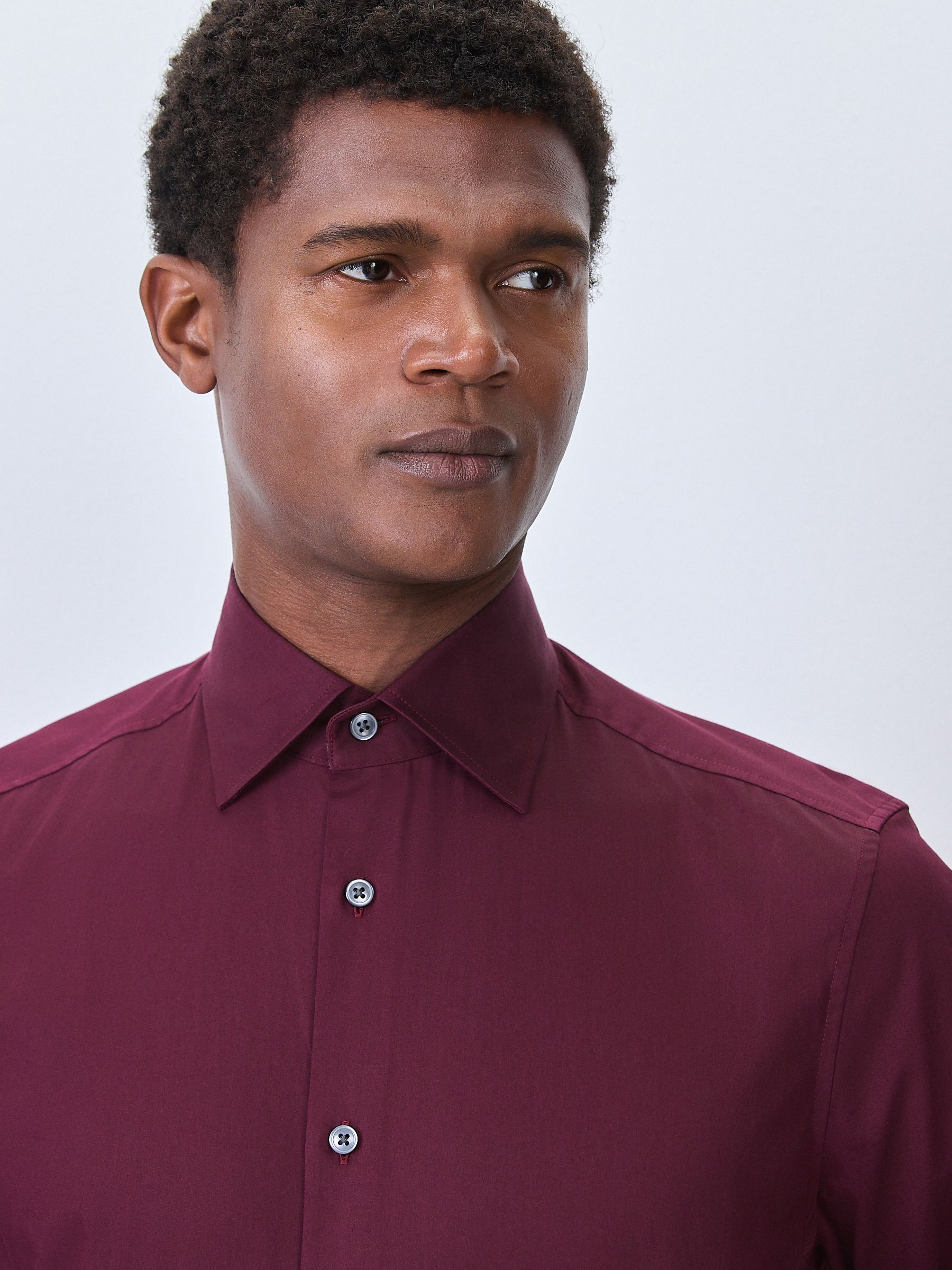 Bordeauxrood - Sateen Long Sleeve Party Shirt with cufflinks