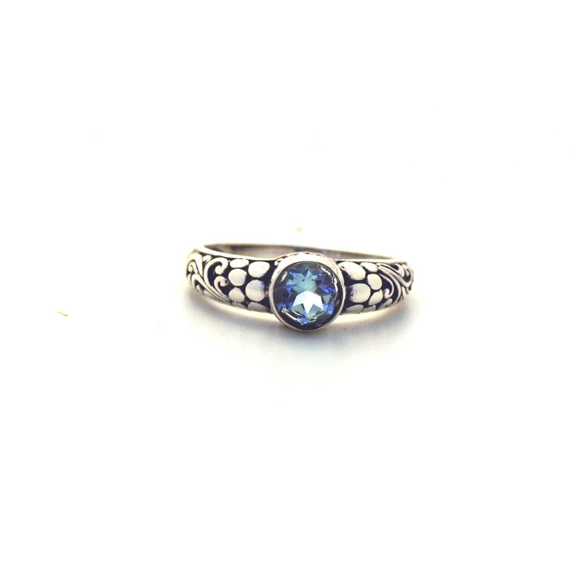 Bague argent et topaze bleue