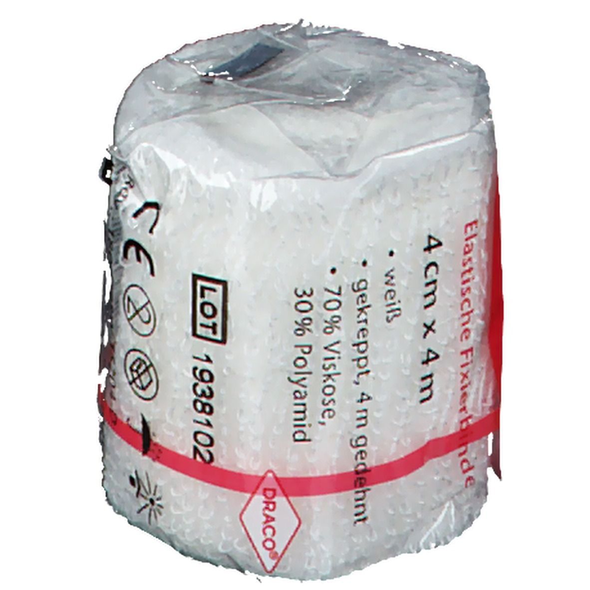 DracoElfi elastische Fixierbinde 4 cm x 4 m cellophaniert