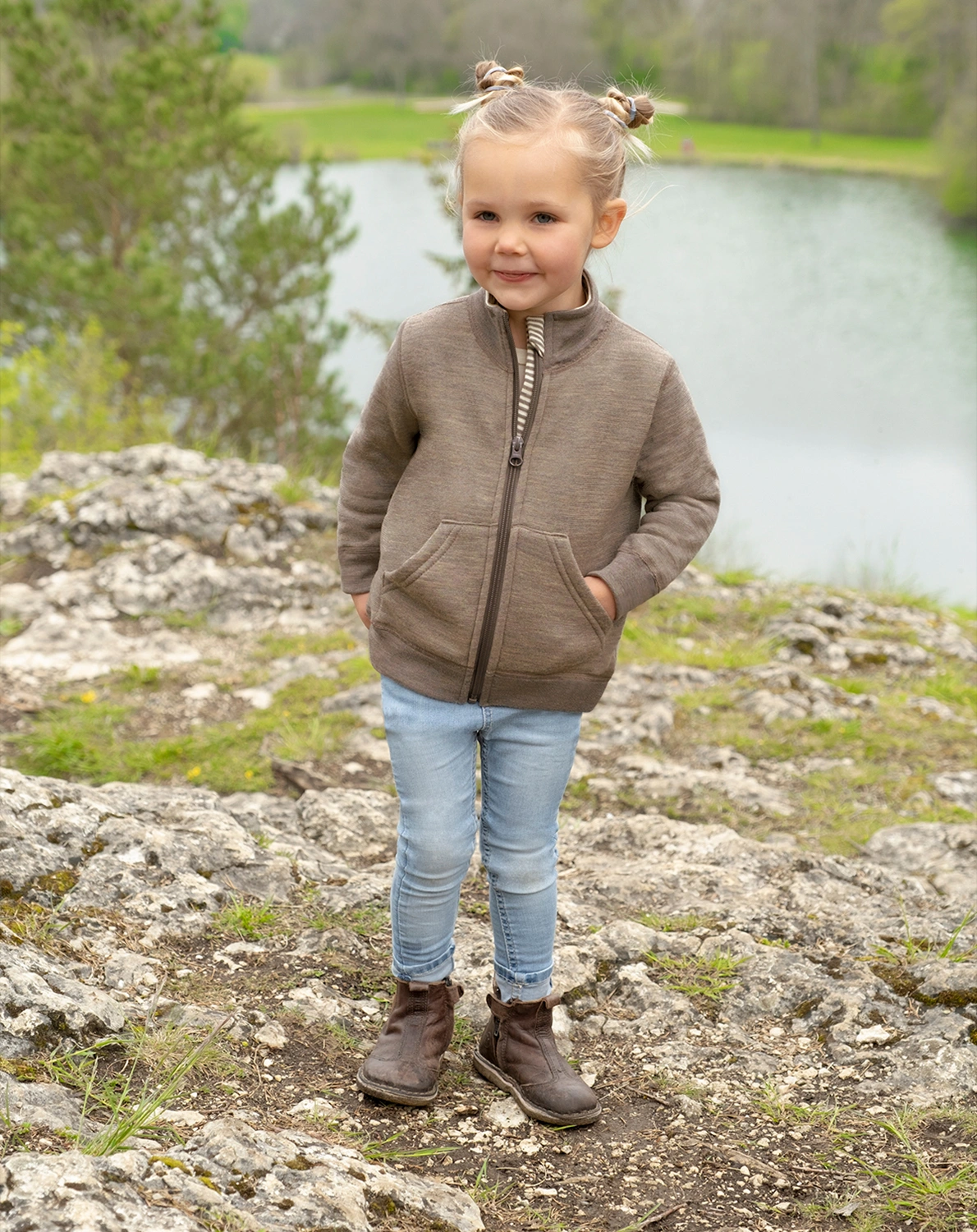 Frottee-Jacke IVN BEST aus Wolle in walnuss melange
